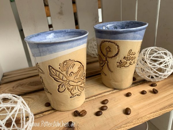 Kaffeebecher Trinkbecher "Elfe mit Schmetterlingen"